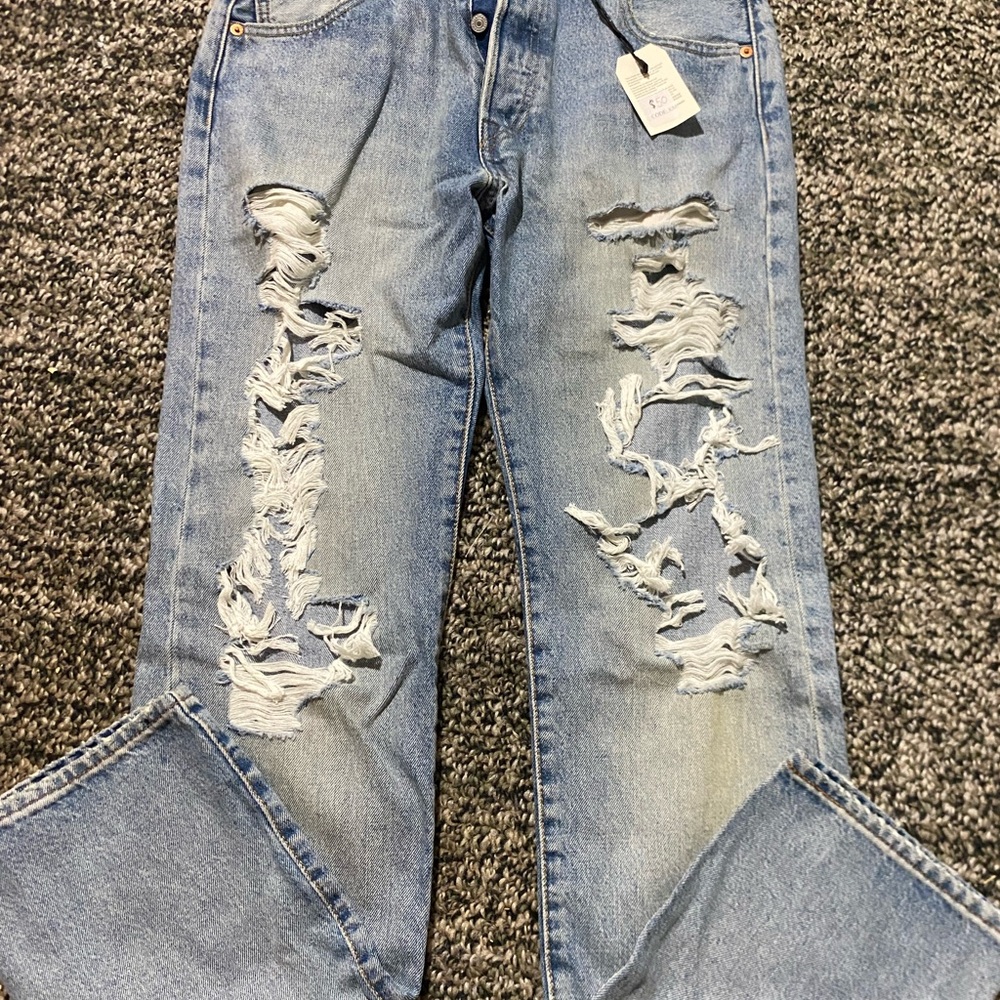 Levi's Light Blue Distressed Boyfriend Jeans